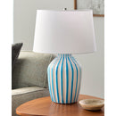 Contract furniture - Lined Ceramic Accent Table Lamp - www.oroatrade.com