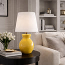 Hospitality furniture - White Cotton Ceramic Table Lamp - www.oroatrade.com