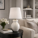 Hospitality furniture - White Cotton Ceramic Table Lamp - www.oroatrade.com