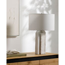 Contract furniture - White Marble Linen Table Lamp S - www.oroatrade.com