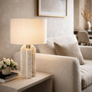 Contract furniture - White Marble Linen Table Lamp S - www.oroatrade.com