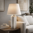 Hospitality furniture - White Marble Linen Table Lamp L - www.oroatrade.com