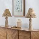 Contract furniture - Travertine Base Rattan Table Lamps (2) - www.oroatrade.com