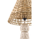 Contract furniture - Travertine Base Rattan Table Lamps (2) - www.oroatrade.com
