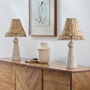 Contract furniture - Travertine Base Rattan Table Lamps (2) - www.oroatrade.com