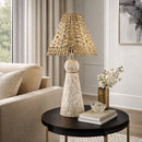 Contract furniture - Travertine Base Rattan Table Lamps (2) - www.oroatrade.com