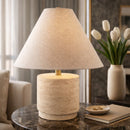 Contract furniture - Travertine Base Accent Table Lamp - www.oroatrade.com