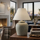 Modern European furniture - Linen Shade Cement Table Lamp - www.oroatrade.com