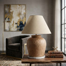 Modern European furniture - Linen Shade Cement Table Lamp - www.oroatrade.com
