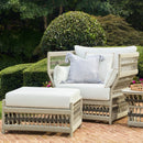 Contract furniture - Cream Aluminum Outdoor Ottoman - www.oroatrade.com