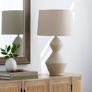 Contract furniture - Beige Ceramic Geometrical Table Lamp - www.oroatrade.com