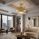 Contract furniture - Gold Framed Rattan Chandelier - www.oroatrade.com
