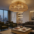 Contract furniture - Rattan Cane 4-Light Chandelier - www.oroatrade.com