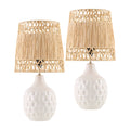 Contract furniture - Woven Seagrass Ceramic Table Lamp (Set of 2) - www.oroatrade.com