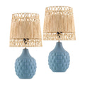 Contract furniture - Woven Seagrass Ceramic Table Lamp (Set of 2) - www.oroatrade.com
