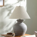 Contract furniture - Gray Ceramic Linen Table Lamp - www.oroatrade.com