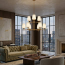 Hospitality furniture - White Glass 9-Light Chandelier - www.oroatrade.com