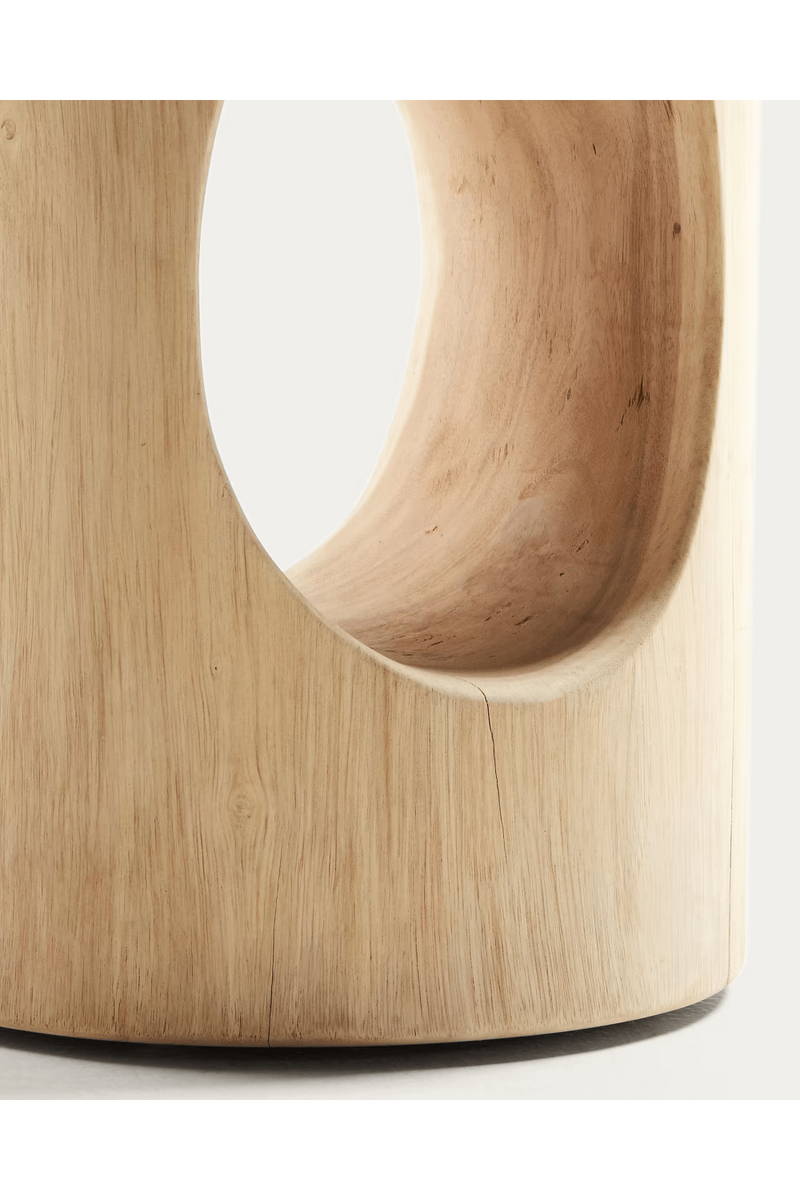 Round Carved Wood Side Table | La Forma Halker | Oroatrade.com