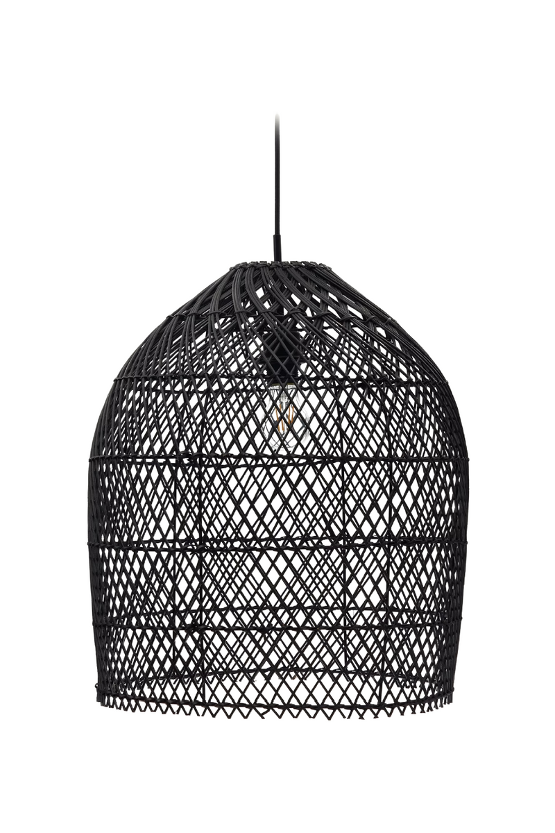 Black Lattice Rattan Ceiling Lamp | La Forma Domitila | Oroatrade.com