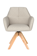 Square Tufted Wooden Swivel Armchair | DF Pete