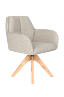 Square Tufted Wooden Swivel Armchair | DF Pete