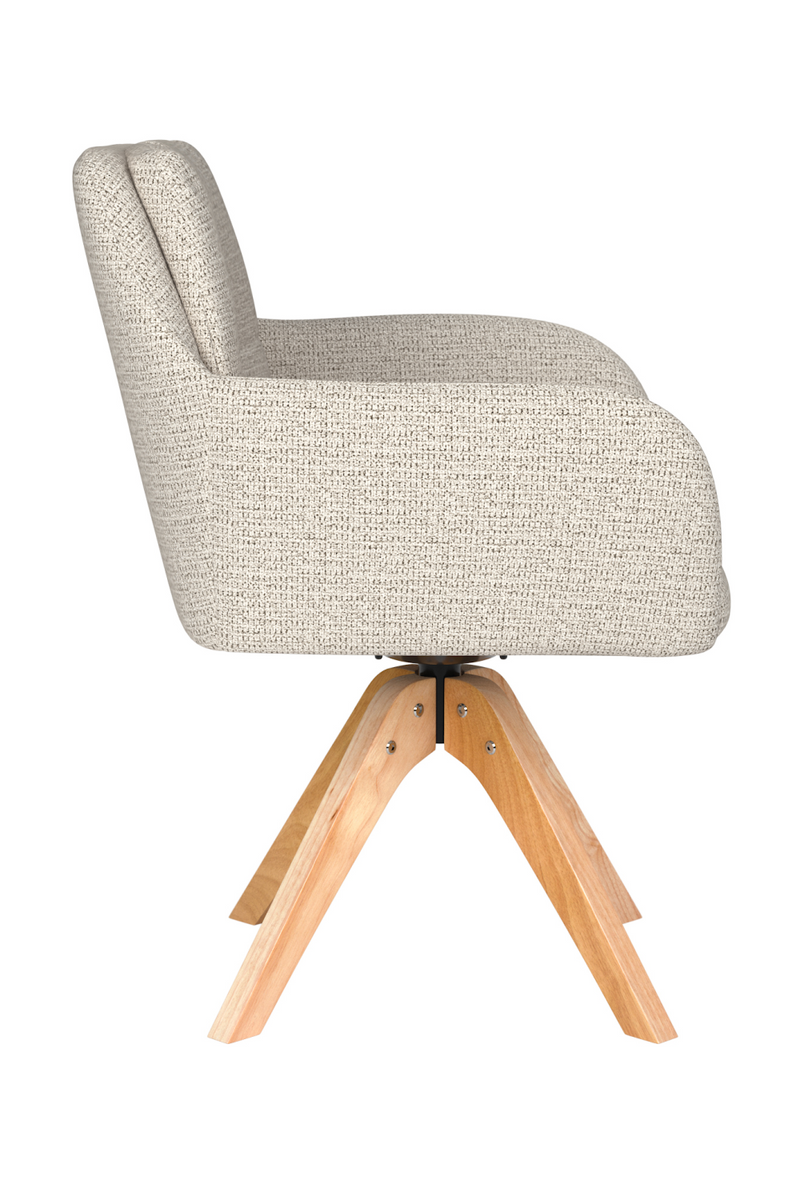 Square Tufted Wooden Swivel Armchair | DF Pete