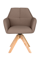 Square Tufted Wooden Swivel Armchair | DF Pete