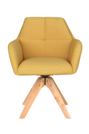 Square Tufted Wooden Swivel Armchair | DF Pete