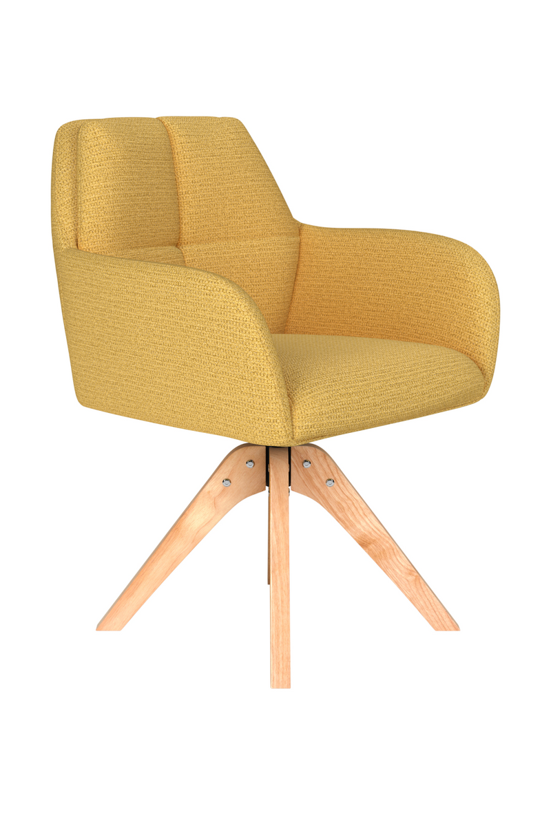 Square Tufted Wooden Swivel Armchair | DF Pete