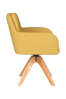 Square Tufted Wooden Swivel Armchair | DF Pete