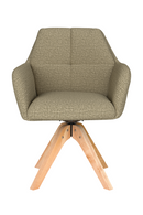 Square Tufted Wooden Swivel Armchair | DF Pete