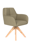 Square Tufted Wooden Swivel Armchair | DF Pete