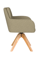 Square Tufted Wooden Swivel Armchair | DF Pete