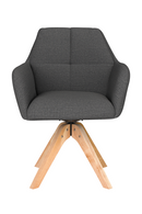 Square Tufted Wooden Swivel Armchair | DF Pete