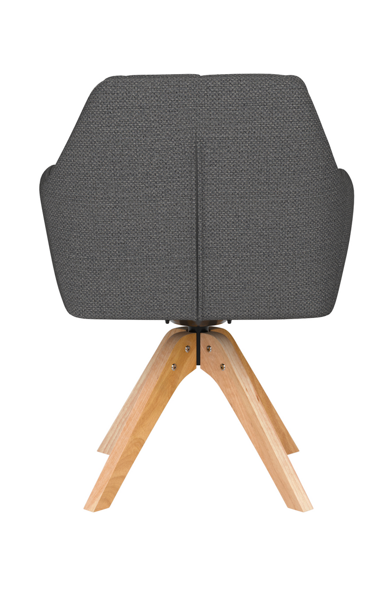 Square Tufted Wooden Swivel Armchair | DF Pete