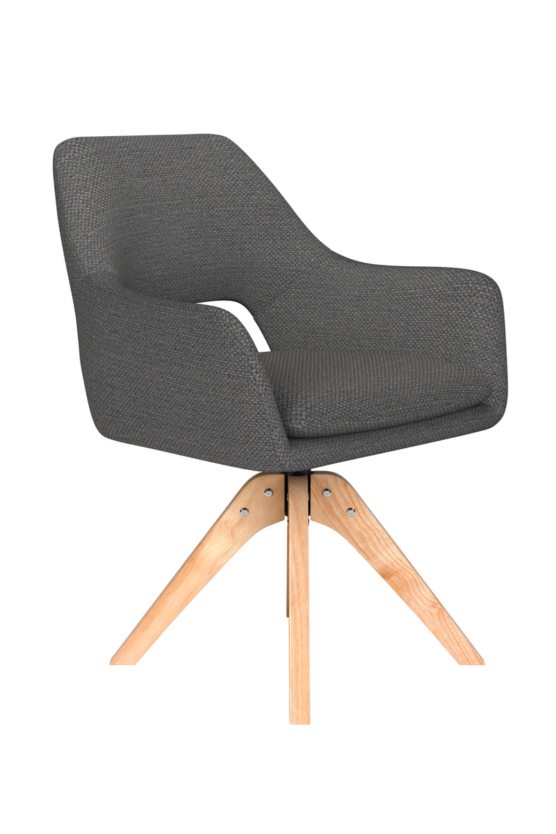 Cut-Out Back Wooden Swivel Armchair | DF Mos