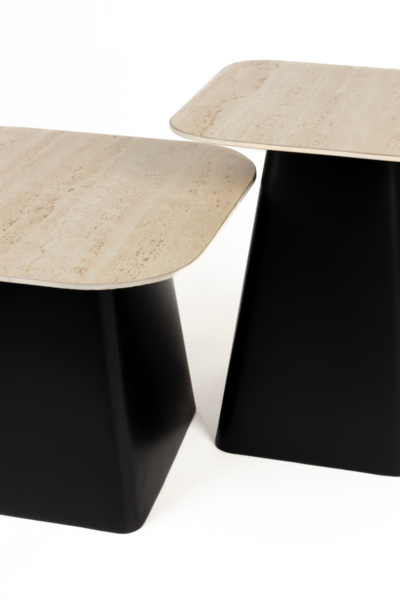 Beige Ceramic Side Table Set (2) | DF Baru | Oroatrade.com