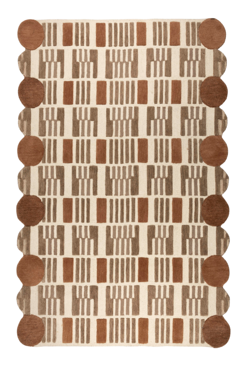 Beige Wool Patterned Carpet 5' x 8' | DF Mundra | Oroatrade.com