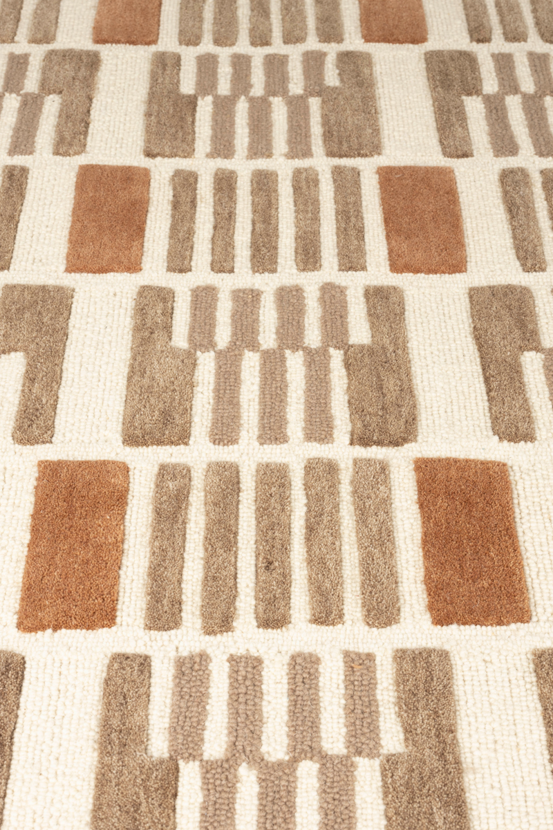 Beige Wool Patterned Carpet 5' x 8' | DF Mundra | Oroatrade.com