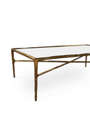 Cobra Coffee Table – Textured Antique Brass and Glass | Oroatrade.com