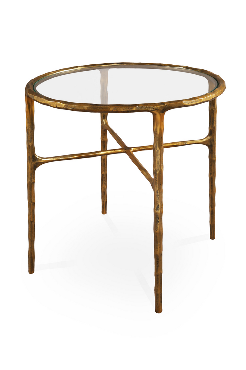 Textured Brass Round Side Table | Liang & Eimil Cobra | Oroatrade.com