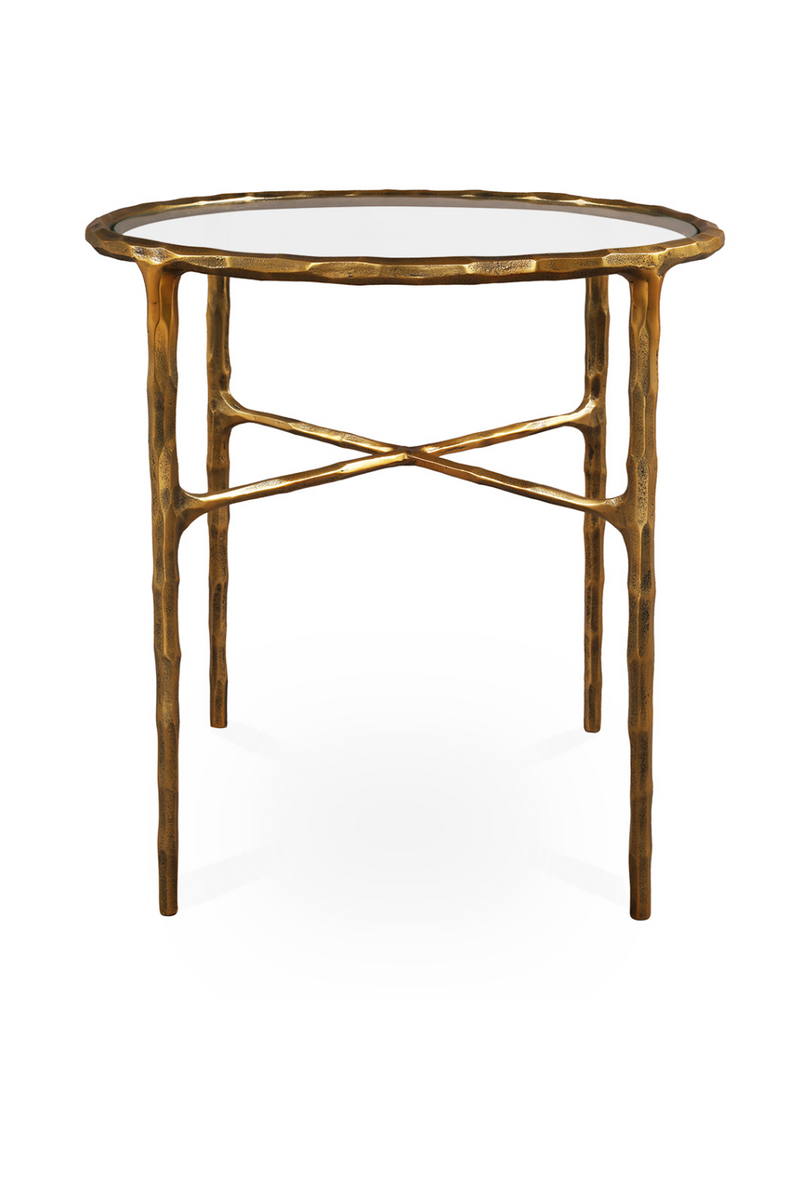 Textured Brass Round Side Table | Liang & Eimil Cobra | Oroatrade.com