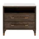 Marble Top Oak 2-Drawer Nightstand | Living Essentials Cambria