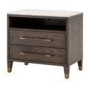 Marble Top Oak 2-Drawer Nightstand | Living Essentials Cambria
