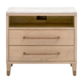 Marble Top Oak 2-Drawer Nightstand | Living Essentials Cambria