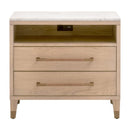 Marble Top Oak 2-Drawer Nightstand | Living Essentials Cambria