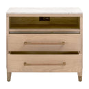 Marble Top Oak 2-Drawer Nightstand | Living Essentials Cambria