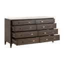 Brown Oak 8-Drawer Double Dresser | Living Essentials Cambria