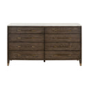 Brown Oak 8-Drawer Double Dresser | Living Essentials Cambria