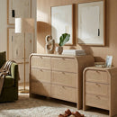 Oak Framed Cane 3-Drawer Nightstand | Living Essentials Cannes